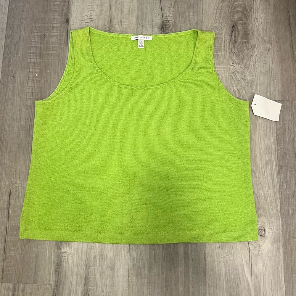St. John Lime Green Knit Sleeveless Top - XL - NWT